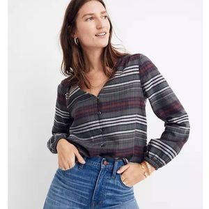 MADEWELL v-neck button down plaid